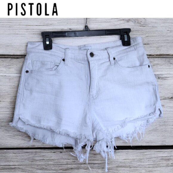 Pistola Pants - Pistola White Cotton Denim Jean Frayed Hem Shorts 29